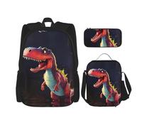 WZYCWB Big-mouthed Dinosaur School Bag + Pencil case + Lunch Bag Combination Backpack Suitable for Everyday Commuting