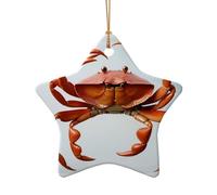 WZYCWB Big red crab patterned Star Shape ceramic pendant, perfect for decorating your home Christmas tree for winter parties