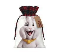 WZYCWB Big silly white rabbit Christmas Gift Bags for Christmas Party Supplies Decorations, 8.3 * 11.8 Inch Colorblock Burlap Drawstring Gift Bags,