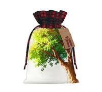 WZYCWB Big tree Christmas Gift Bags for Christmas Party Supplies Decorations, 8.3 * 11.8 Inch Colorblock Burlap Drawstring Gift Bags,