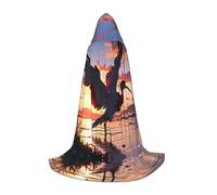 WZYCWB Birds flying by the sea S Patterned Hooded Cape Cosplay Costume - Holiday Party Costume Props