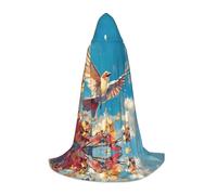 WZYCWB Birds Flying L Patterned Hooded Cape Cosplay Costume - Holiday Party Costume Props