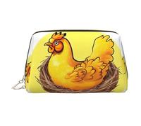 WZYCWB Bird's Nest Golden Chicken Printed Leather Cosmetic Bag for Women - Stylish and Soft, Durable