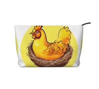 WZYCWB Bird's Nest Golden Chicken Printed Travel Cosmetic Bag, Perfect for Business Trips and Vacations.