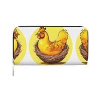WZYCWB Bird's Nest Golden Chicken Printed zippered wallet perfect for travel, business, and everyday wear. Holds cell phones and cash.