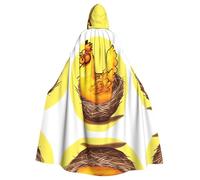 WZYCWB Bird's Nest Golden ChickenPatterned Hooded Cape Adult Robe Suitable for Family Gatherings Stage Performances Cosplay and Halloween Parties