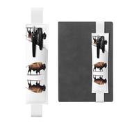 WZYCWB Bison with head bowed Leather Pen Holder Bookmark, Adjustable Leather Pen Holder, Perfect for Back to School Christmas Gifts