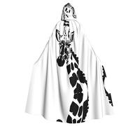 WZYCWB Black and white giraffe Hooded Cape Adult Extended, Unisex Party Decoration Cape, Halloween, Carnival and Cosplay Costume