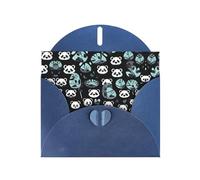 WZYCWB Black and white panda face Printed Blue Pearlescent Paper Holiday Card with Envelope. Suitable for birthday wishes wedding congratulations and condolences.