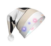 WZYCWB Black and white rabbit Patterned Santa Hat | Plush Glowing Holiday Hat for Christmas, New Year's, and Party Events