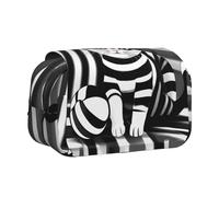 WZYCWB Black and white striped kitten Portable Pencil Case ideal for organizing pens in the office or storing makeup brushes