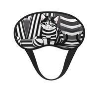 WZYCWB Black and White Striped Kitten Printed Sleeping Eye mask, Full Coverage, relieves Eye Fatigue