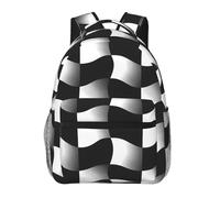 WZYCWB Black and White Wave Mosaic Casual Backpack, 11.4x15.7x7.8 Inch, Laptop Backpack for Travel Hiking Business Camping Gym