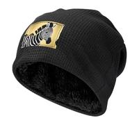 WZYCWB Black and White Zebra Patterned Black Fleece-Lined Warm Men's and Women's Hood, Winter Outdoor Sports Ski Cap, Black, One size