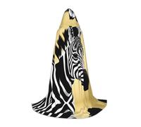 WZYCWB Black and white zebra Printed Large Hooded Cape, Holiday Party Costume, Carnival Party Prop, Sizes S/M/L