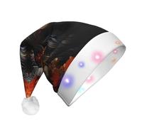 WZYCWB Black antelope with flowers Adult Santa Hats, Plush New Year Christmas Party Gifts, Unisex New Year LED Light Santa Hats