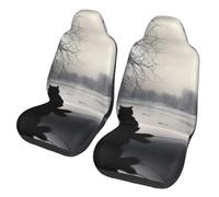 WZYCWB Black Cat in the Snow Printed Car Seat Covers - Suitable for Sedans, SUVs, Trucks, and Vans - (2-Pack)