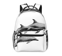 WZYCWB Black dolphin Casual Backpack, 11.4x15.7x7.8 Inch, Laptop Backpack for Travel Hiking Business Camping Gym