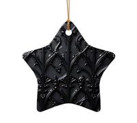 WZYCWB Black Fence patterned Star Shape ceramic pendant, perfect for decorating your home Christmas tree for winter parties