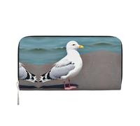 WZYCWB Black Ghost Bat Leather clutch bags zipper wallets and card holders are perfect for travel or daily use, Cute Seagull, One Size