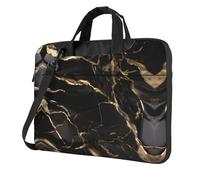 WZYCWB Black Gold Marble 13 inch Print Laptop Crossbody Bag/Briefcase, Suitable for Daily Office Use and Business Travel