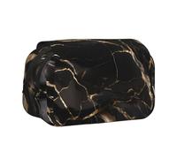 WZYCWB Black Gold Marble Patterned Portable Pencil Case ideal for organizing pens in the office or storing makeup brushes