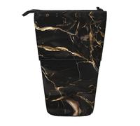 WZYCWB Black Gold Marble Retractable Storage Container for Pen Holders, Makeup Brush Holders, or Coin Drawstring Bags.