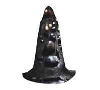 WZYCWB Black Mystery Heart Stone Print L Hooded Cape | Cosplay Costume, Halloween Anime Party Prop