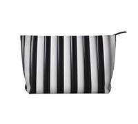WZYCWB Black & White Stripe Printed Travel Cosmetic Bag, Perfect for Business Trips and Vacations.