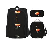 WZYCWB Blooming flowers Backpack set (3-piece set) - student school bag + pencil case + lunch bag, large capacity backpack