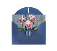 WZYCWB Blooming Orchids Printed Blue Pearlescent Paper Holiday Cards 6x4 Inches - With Envelopes for Birthdays, Weddings, and Condolences