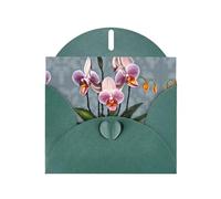 WZYCWB Blooming Orchids Printed Dark Green Pearlescent Paper Holiday Card with Envelope. Suitable for birthday wishes wedding congratulations and condolences.