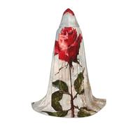 WZYCWB Blooming red roses L Patterned Hooded Cape Cosplay Costume - Holiday Party Costume Props
