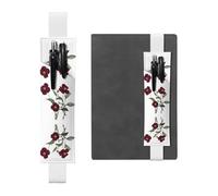 WZYCWB Blooming red roses Leather Pen Holder Bookmark, Adjustable Leather Pen Holder, Perfect for Back to School Christmas Gifts