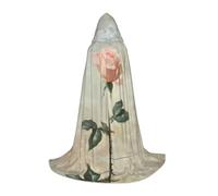 WZYCWB Blooming white roses S Patterned Hooded Cape Cosplay Costume - Holiday Party Costume Props