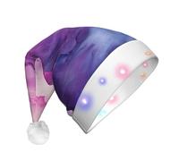 WZYCWB Blue and purple ink lines Patterned Santa Hat | Plush Glowing Holiday Hat for Christmas, New Year's, and Party Events