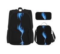 WZYCWB Blue flame Campus life backpack set (3 pieces) - school bag + pencil case + lunch bag, meet all the daily needs of students!