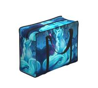 WZYCWB Blue Fox Print Storage Tote Bag for Adults, One Size, Polyester with Vinyl Lining, Zippered, 53 x 40 x 23 cm, Foldable Lightweight Large Capacity