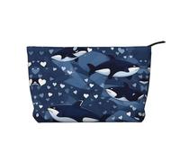 WZYCWB Blue Killer Whale Corduroy cosmetic bag, women's portable zipper handbag purse, suitable for travel and daily storage, cosmetics