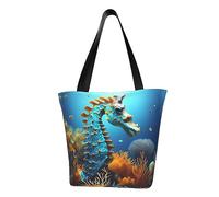 WZYCWB Blue Seahorse Fashionable shoulder handbag, women's crossbody shoulder bag, suitable for weekend travel shopping shoulder bag