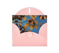 WZYCWB Blue sky and leaves Printed Pink Pearlescent Paper Holiday Card with Envelope. Suitable for birthday wishes wedding congratulations and condolences.
