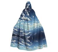 WZYCWB Blue sky and white clouds Halloween hooded cloak, unisex fashion cloak suitable for Halloween cosplay party