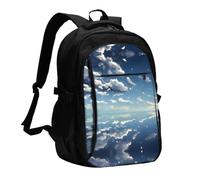 WZYCWB Blue sky and white clouds Printed laptop backpack, business men's commuter backpack, computer bag with USB port charging