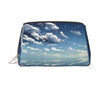 WZYCWB Blue Sky and White Clouds Printed Leather Cosmetic Bag - Stylish and Portable Cosmetic Storage Bag