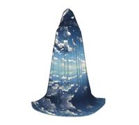 WZYCWB Blue sky and white clouds Printed Medium Hooded Cape, Holiday Party Costume, Carnival Party Prop, Sizes S/M/L