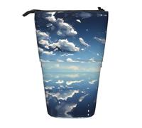 WZYCWB Blue Sky and White Clouds Printed Retractable Pen Holder Suitable for use as a Simple Cosmetic Bag, Wallet, etc.