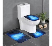 WZYCWB Blue Spirit Flame 3-piece bathroom rug set, bedroom doormat, kitchen mat, bathtub, and home decor