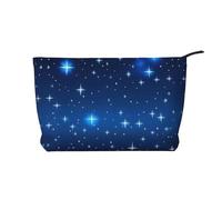 WZYCWB Blue star pattern Corduroy cosmetic bag, women's portable zipper handbag purse, suitable for travel and daily storage, cosmetics