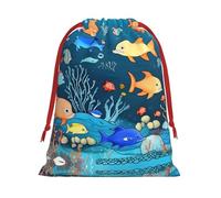 WZYCWB Blue underwater world of fish L Printed Gift Bags - Perfect for Weddings, Christmas, Birthdays, and Parties - S - L