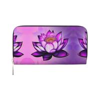 WZYCWB Blue underwater world of fish Leather clutch bags zipper wallets and card holders are perfect for travel or daily use, Purple Lotus, One Size